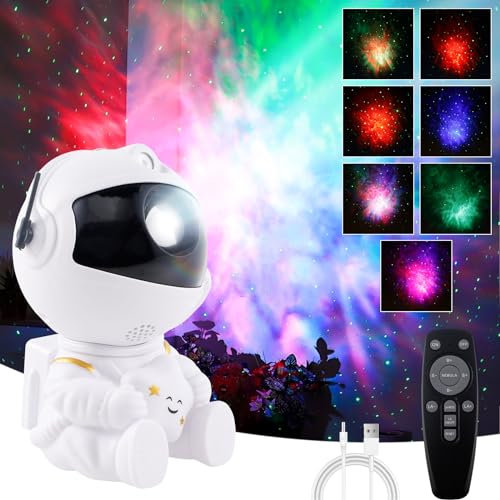 Astronaut Galaxy Projector Starry Night Light Projector, Astronaut Space Warrior Galaxy Night Light with Nebula and Remote Control, 360° Rotating Spaceman Lights for Children and Adults