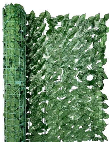 Siepe Finta Artificiale con Foglie Copri Ringhiera Verde Recinzione Edera Giardino Ornamentale Siepe Sintetica Balcone Rotolo 150x300 Cm 1,5x3 Metri
