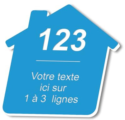 Plaque gravée personnalisée autocollante pour nom et numéro de boîte aux lettres en forme de maison design ? bleu clair - format 5x5 cm