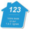Plaque gravée personnalisée autocollante pour nom et numéro de boîte aux lettres en forme de maison design ? bleu clair - format 5x5 cm