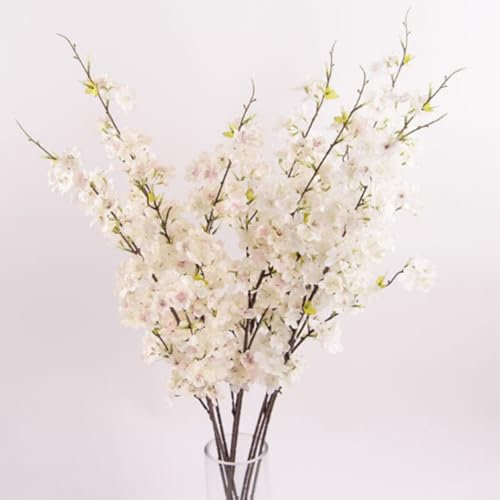 OUKEYI 4 rami di fiori di ciliegio finti, 74 cm, fiori artificiali a stelo lungo 74 cm, per fiori di ciliegio, composizioni in vaso, composizioni per matrimoni, primaverili, interni ed esterni,