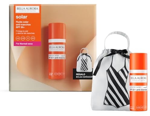 BELLA AURORA - Pack Protector Solar SPF 50+ 50 ml + Bolsa de Regalo, para Piel Normal-Seca, Crema Solar Facial Antimanchas, Crema Protectora Solar, Bloqueador Solar, Absorción Rápida, Calma la Piel