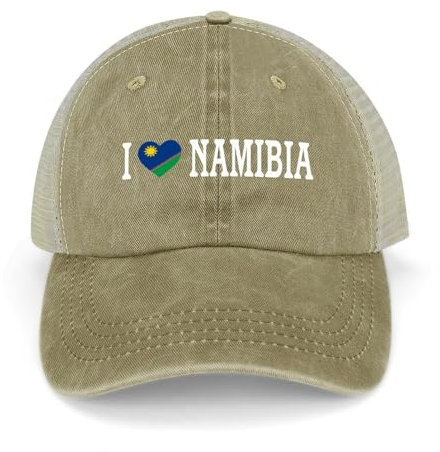 Yelolyio I Love Namibia Mesh Back Cap Namibia Flag Baseball Cap Adjustable Denim Cap Adjustable Plain Baseball Hat for Men and Women Outdoor Sports Caps, khaki, 1-5