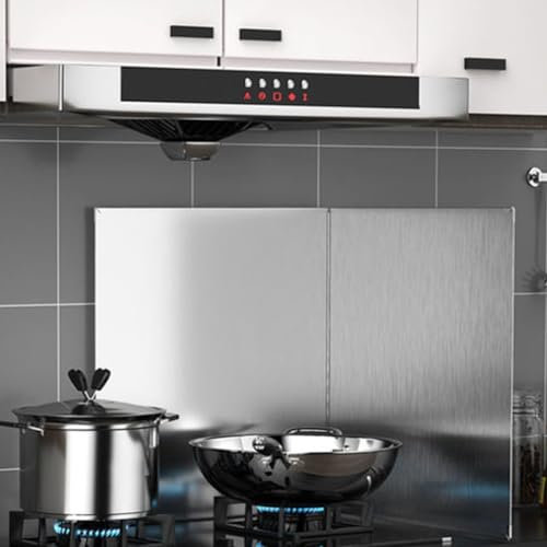 29 * 40 Adjustable Stainless Steel Kitchen Splashback, Hob Splashback For Cookers, Satin Stainless Steel Splashback/Backsplash, Stainless Steel Splashback for Kitchen(29 * 40 3slices)