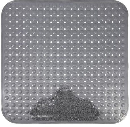INCETUE Duschmatte rutschfest, 80x80cm Antirutschmatte Dusche mit Saugnäpfen, Anti Rutsch Dusch Matte, Duscheinlage rutschfeste für Kinder und Alten, Grau