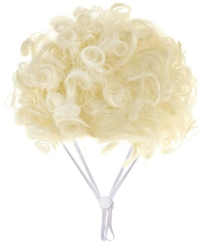 Yymobt 1 x lustige Haustierperücke für Hunde, lustige, blonde, gelockte Hundeperücke, verstellbare Haustierperücke für Halloween, Haustierkostüm, Zubehör für Halloween, Weihnachten, Partys, Festivals,