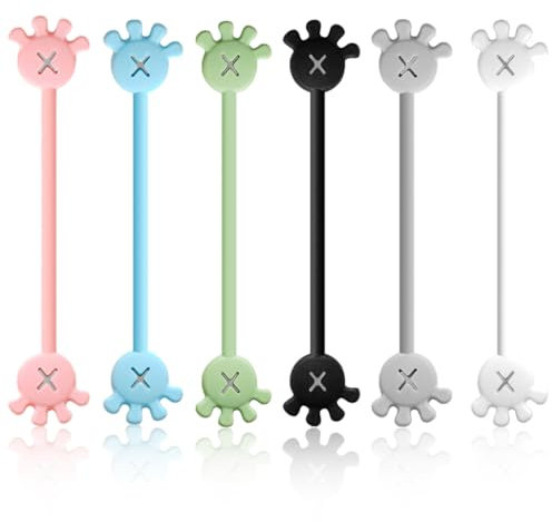 EIHI 6 Pezzi Fascette Magnetiche Clip Cavi in Silicone, Magnetic cable clips, Organizer cavi, Scatola porta cavi, Organizzatore cavi, Scatola cavi organizer