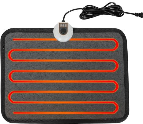 LALOSHI Heated Floor Mat Under Desk for Foot Warmer - 7 Temp Settings & 55w Heating Pad - Heated Feet Rest for Home Office Desk,Energy Saving Feet Warmers for Home/Work/Office - Black