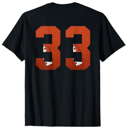 Number 33 BACKSIDE - American Football Jersey Numbered T-Shirt