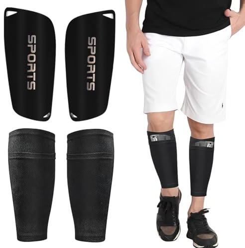Schienbeinschoner Fußball Herren, Stutzen mit Optimierter EinstecktascheStutzen mit Optimierter Einstecktasche, Ausrutschen Einstecken Wadenärmel für Jungen und Mädchen Schutz
