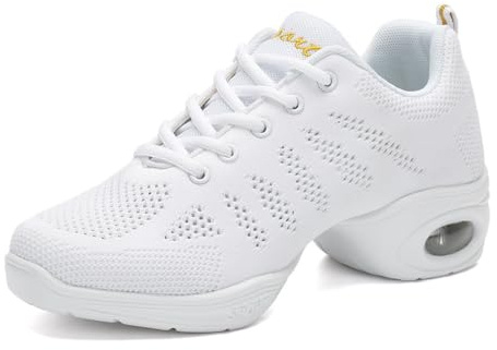 Hixingo Jazzschuhe Damen Cheerleader Schuhe Lace Up Tanzsneaker Damen, Geteilte Sohlen Line Dance Schuhe Damen, Zumba Schuhe Damen für Yoga Fitness Gymnastik Training Schuhe