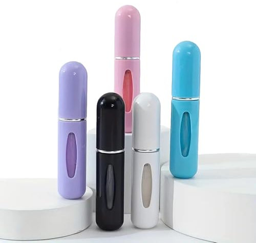 Genérico 5 piezas 5ML Atomizador Perfume Recargable, Botella rociadora portátil, Rociador de botella de perfume Pulverizador de Perfume Recargables de 5 ML, Botellas Rociadores portatiles de perfume