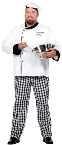 WILBERS & WILBERS Kostüm Chefkoch für Herren 3-TLG. | Weiß Schwarz | 3-teiliges Set, Koch- oder Bäckerkostüm für Karneval und Mottopartys