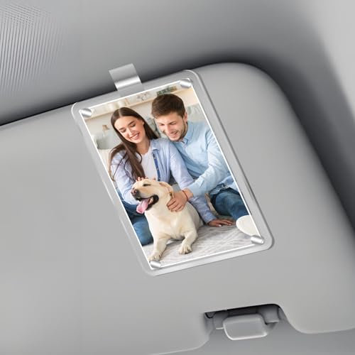Magnetischer personalisierter Fotohalter aus Acryl fürs Auto, Bilderrahmen fürs Auto, Fotohalter fürs Auto, Clip für die Sonnenblende des Autos, personalisiertes Autozubehör. Kann verwendet werden