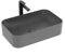 EMKE Lavabo à Poser Rectangulaire 61 × 38 × 15 cm, Lavabo pour WC Invités, Bassin à poser en céramique pour lavabo, lavabo de salle de bain,Gris Foncé Mat