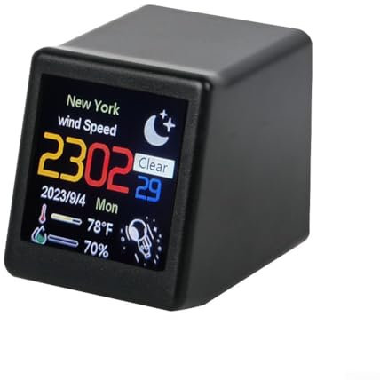 Jonikuper For Smart Weather Clock, Mini TV For Weather Station Use With WIFI Connectivity Options, WIFI Network Updates Date, Time, Weather(black)