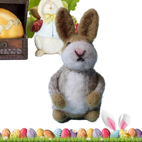 Osterhase Filz Osterhasen Häkeln Ostertiere Häschen niedlich Filzhase trägt bunte Jacke Osterkorb Tierhandwerk für Heimdekoration
