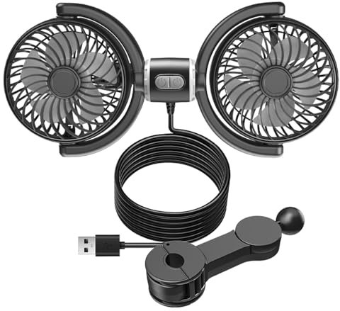 Car Seat Fan - 3 Speeds Rear Headrest Cooler Cooling Fans - Seat Blower Portable 270 Degree Rotatable Air Circulation for Sedan SUV RV Truck