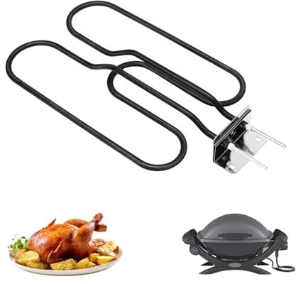 GFTIME Élément chauffant de rechange pour barbecue électrique Q140 Q1400, compatible avec Weber 66631, 80342, 80343, 65620, élément chauffant 2200 W, acier inoxydable, spirale chauffante 230 V