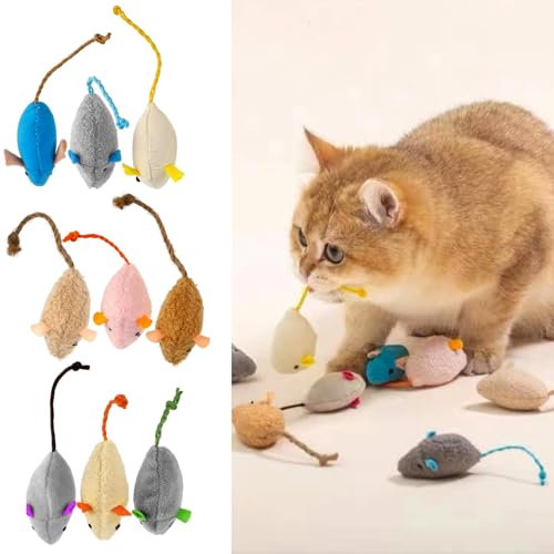DILUSILK 9 PCS Plush Lifelike Catnip Mouse Toys ,Interactive Plush Realistic Chew Cat Toys for Indoor and Kittens