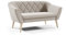Sofa Gloria II Sitzer Velours skandinavischen Bank beige Samt Holzbeine schöne Steppung (Manila 03 - beige)