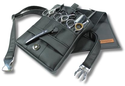 Elegante Friseurtasche Schwarz Silber Friseur Werkzeugtasche Scherentasche Friseurgürtel Friseurschere Salon
