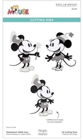 Spellbinders Steamboat Willie Duo geätzte Stanzformen aus der Say Cheese Classic Mouse Kollektion