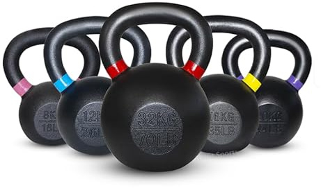 Kettlebell Cast Iron Heavy Weight Kettle Bell for Strength and Cardio Training From 2kg - 32kg Fitness (20, Kilograms)