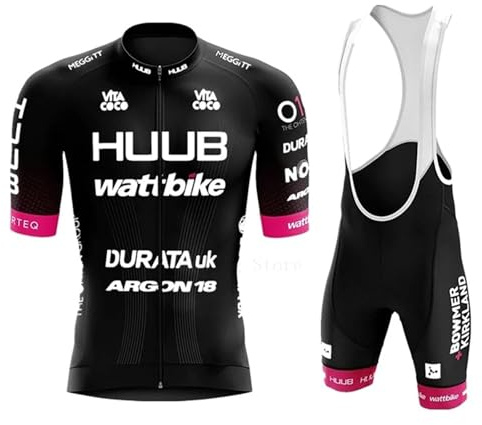 Fenovel Abbigliamento Completo Ciclismo Uomo Tuta Bici da Corsa Estivo Maglia MTB Pro Team + Salopette con Gel 19D
