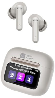AGM Buds 9 In-Ear Bluetooth Kopfhörer,Drahtlose Kopfhörer mit Individuellem Sound,6H+24H Akkulaufzeit,ANC + ENC-Anrufgeräuschunterdrückung,Drahtloses Laden,Type-C-Laden,Tastensteuerung (Grey)