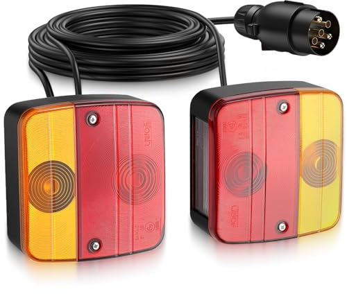 COLFULINE Rückleuchten Anhänger, 12V Anhänger Rückleuchte mit 7 polig Stecker & 7,5M Kabel, IP65 Wasserdicht, E9 Zulassung, Anhängerbeleuchtung Rücklichter Rücklicht für LKW PKW Wohnmobile(Schraube)