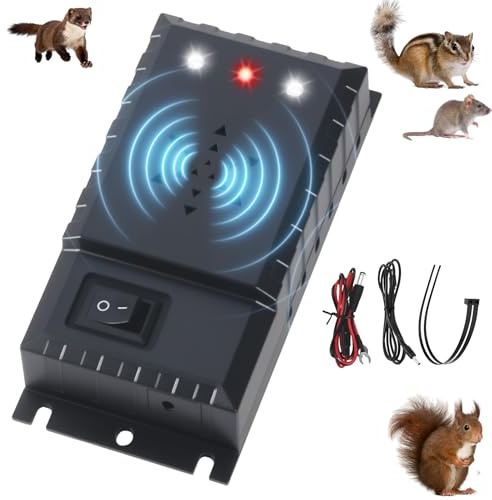 2026 Marderschreck Auto Batteriebetrieben - Ultraschall Marderabwehr mit LED-Blitzlicht,Automatischer Marderschutz Motoraum passend für Marderabwehr Auto, Haus, Dachboden, Garten,Marder Abwehr