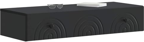 vidaXL Wandmontierter Beistelltisch Schwarz 87,5 x 34,5 x 17 cm, Wohnzimmer, moderner Tisch, clevere Aufbewahrung, stylische, platzsparende Möbel für Ordnung