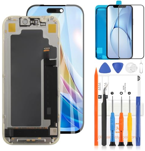 OLED LCD Bildschirm für iPhone 17 Pro Bildschirm Ersatz 6,3 Zoll Display | für iPhone 17 Pro Digitizer Assembly LCD Reparatur Teil mit Face ID Unterstützung für A3256/A3523/A3522/A3524 - Schwarz