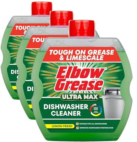 Elbow Grease Ultra Max Dishwasher Cleaner - Tough on Grease & Limescale | Suitable for all Dishwashers | Improves Dishwasher Performance - Deep Cleans (Lemon, 250ml) (Pack of 3)