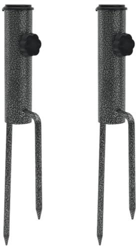 Schirmständer mit Erdspießen 2 Stk verzinkter Stahl 9x35 cm Sonnenschirmständer Halterung Mast Klemme Adapter für Balkon Garten Terrasse Strand Camping