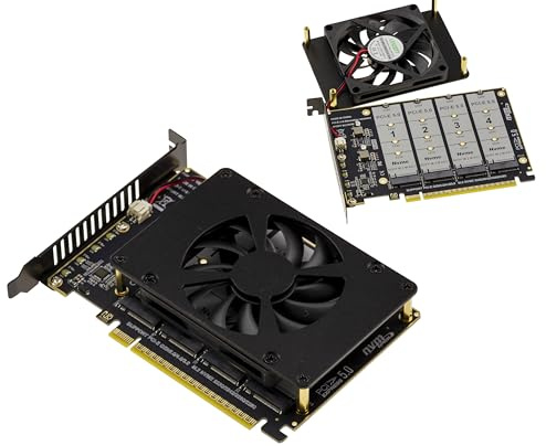 KALEA-INFORMATIQUE Scheda adattatore da PCIe 5.0 x16 a 4 SSD M.2 NVMe M-Key con ventilazione, per schede madri con supporto biforcazione
