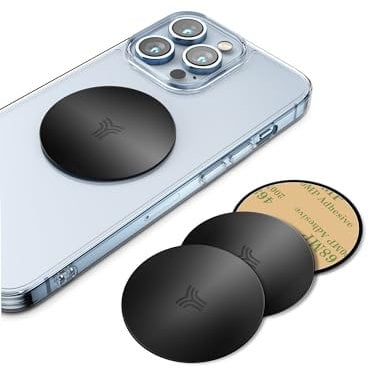 YOSH Metallplatten (4 runde), 4 Plättchen mit einem 3M-Kleber für magnetische Universal-Autohalterung/Smartphone-Halterung für Autohalterung/magnetischer Ständer