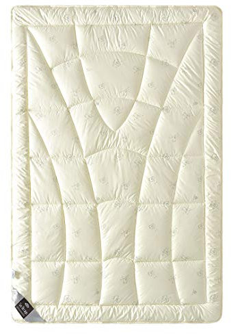 sei Design Wolle Bettdecke Wool Comfort mit feinste Schurwolle gefüllt - Winterwarm 220x200 - Bezug - weiche Mikrofaser