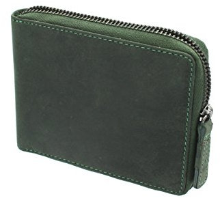 Visconti Portafoglio di pelle ingrasata con zip BULLET Blocco RFID 702 Olio Verde