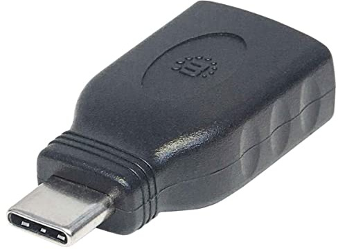 Manhattan USB-C to USB-A Adapter, Male to Female, 5 Gbps (USB 3.2 Gen1 aka USB 3.0), SuperSpeed USB, Black, Lifetime Warranty, Polybag