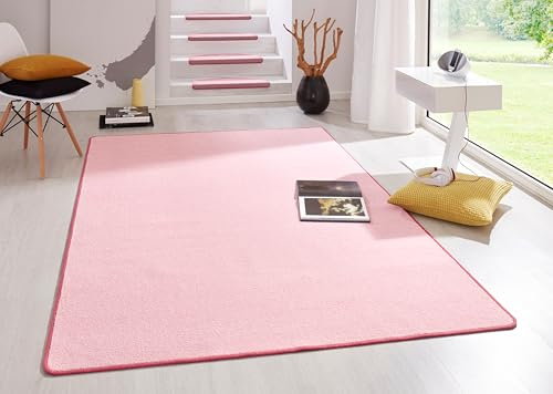 Hanse Home Indoor Teppich Fancy – Wohnzimmerteppich einfarbig Modern Velours Teppich für Esszimmer, Wohnzimmer, Kinderzimmer, Flur, Schlafzimmer, Küche – Rosa, 160x240cm