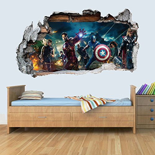 GNG Marvel Avengers Vinyl Smashed Wandkunst Aufkleber Aufkleber Schlafzimmer Jungen MädChen 3D L