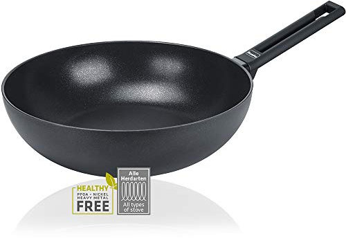 Berndes Wok Alu Induction 3o cm – Wok-Pfanne für alle Herdarten & Induktion, antihaft-beschichtet, No-Stick Kochgeschirr