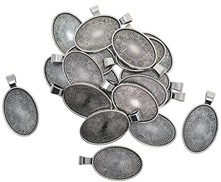 Sharplace 20 Tibetischen Silber Oval Anhänger Schalen Rohlinge Lünette Cabochon Einstellungen