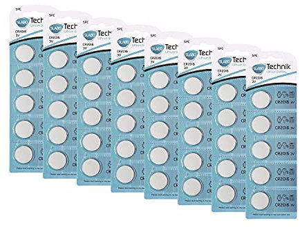 Slabo CR2016 Pilas Boton Litio Lithium 3.0V – Pilas para mandos a Reloj de Pulsera | Linterna | calculadora, etc. - Pack de 40 Pilas