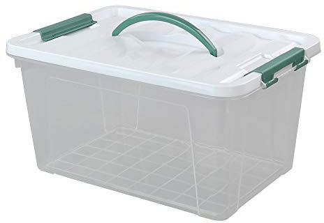 Gloreen Set of 4 Lidded Storage Box with Handle, 10l Kitchen Containers with Lids for Storage, Clear