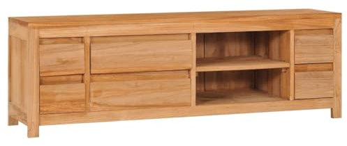 vidaXL Meuble TV Armoire Basse Meuble Divertissement avec 6 Tiroirs et 2 Compartiments Salon Maison Intérieur 120x30x40 cm Bois de Teck Massif