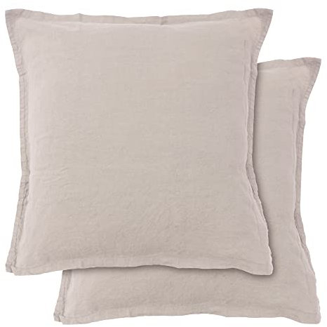 MATT & ROSE Lot de 2 Taies d'oreiller 65x65 cm Uni Lin LAVÉ | 100% Lin Lavé | Oeko-TEX® Standard 100 | Naturel