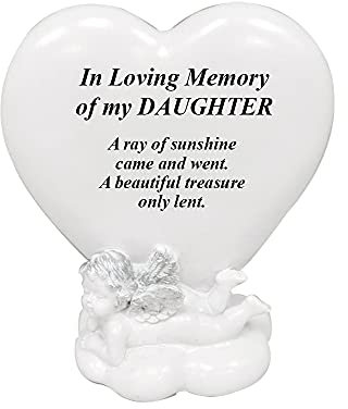 Placas conmemorativas de corazón para tumbas y querubines - Placas de decoración personalizadas para tumbas, querubín, grabadas con citas de recuerdo en memoria amorosa de tus seres especiales (hija)
